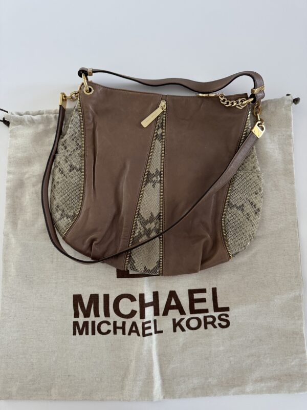 תיק כתף Michael Kors Sand Python Leather Shoulder Bag